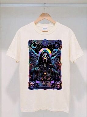 The Killer Tarot Card Graphic T-Shirt Spooky Horror Ghostface Tee